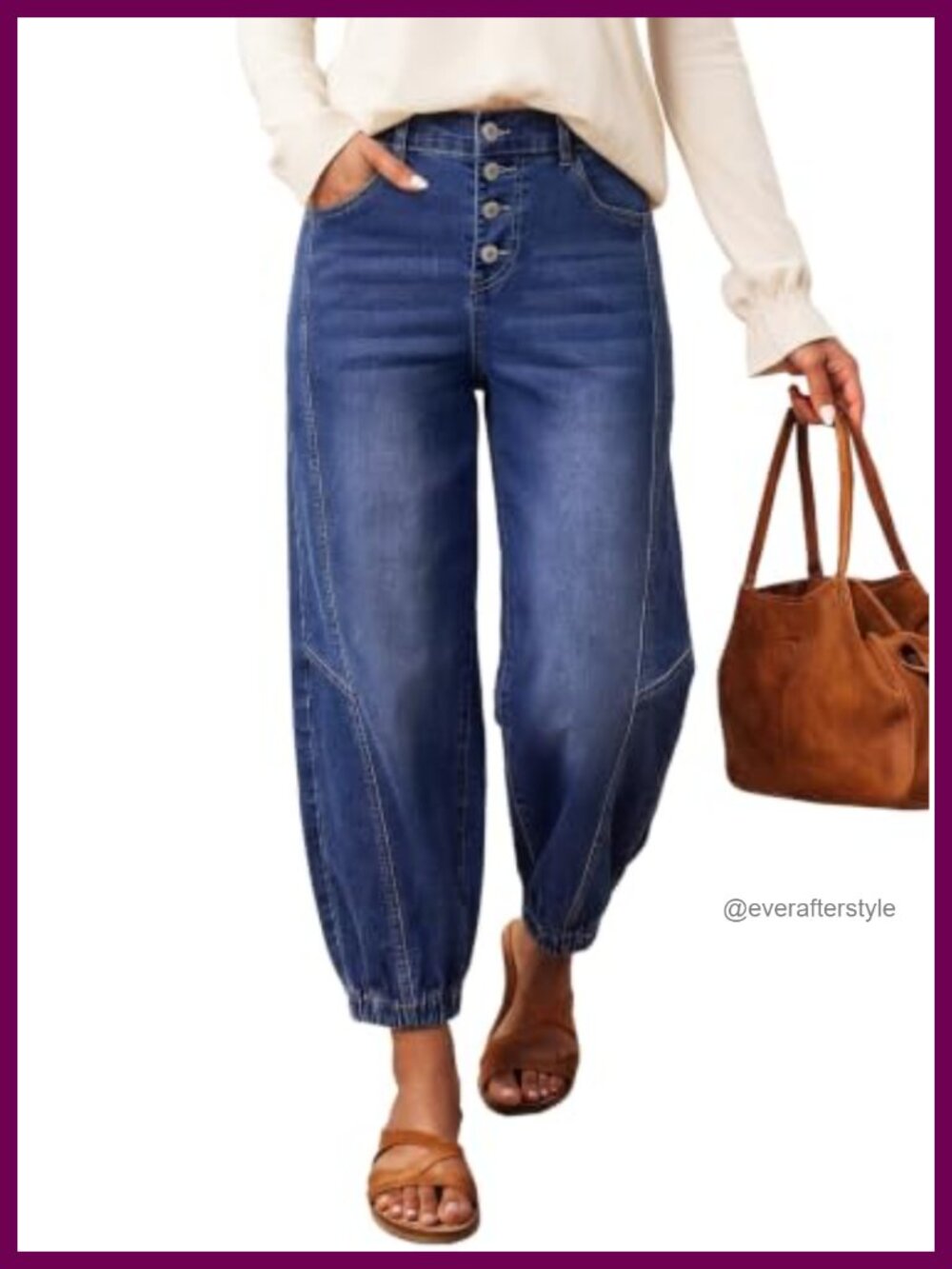 Womens High Rise Harem Barrel Jeans Wide Leg Baggy Denim Pants